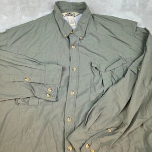 Campmor Fishing Shirt Mens XL Long Sleeve Vented Back Convertible Nylon Green